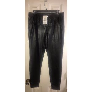 Hue Black Faux Leather Leggings NWT